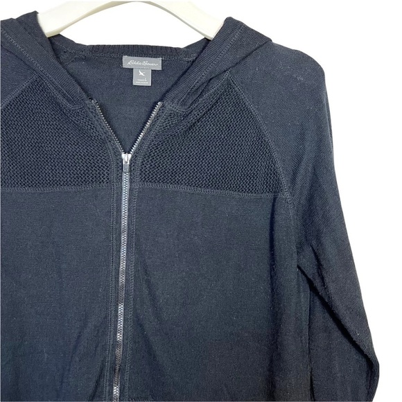 Eddie Bauer Casual Black Hooded Full Zip Up Sweater Jacket Size Large - Picture 4 of 17